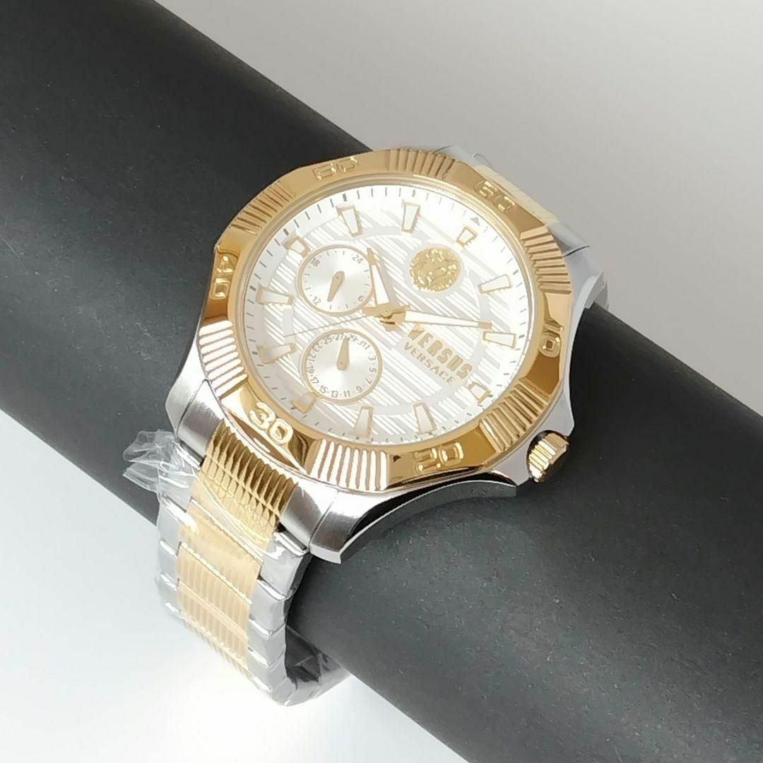 ゴールド/ホワイト新品メンズ腕時計輝く金色VERSUS VERSACE 素敵