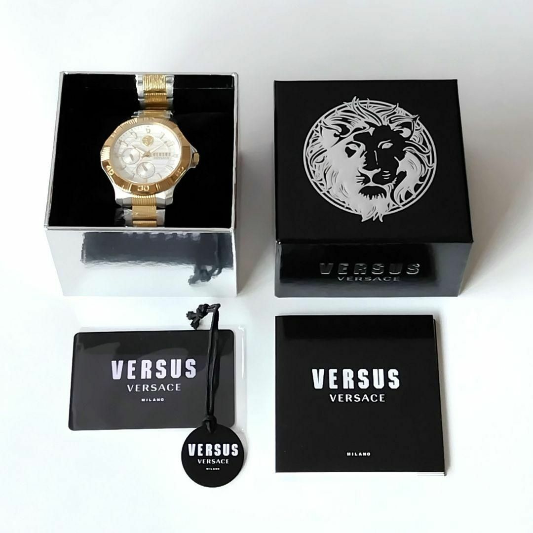 ゴールド/ホワイト新品メンズ腕時計輝く金色VERSUS VERSACE 素敵