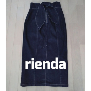 rienda リエンダ　デニム　デザイン　スカート　リボン(ロングスカート)