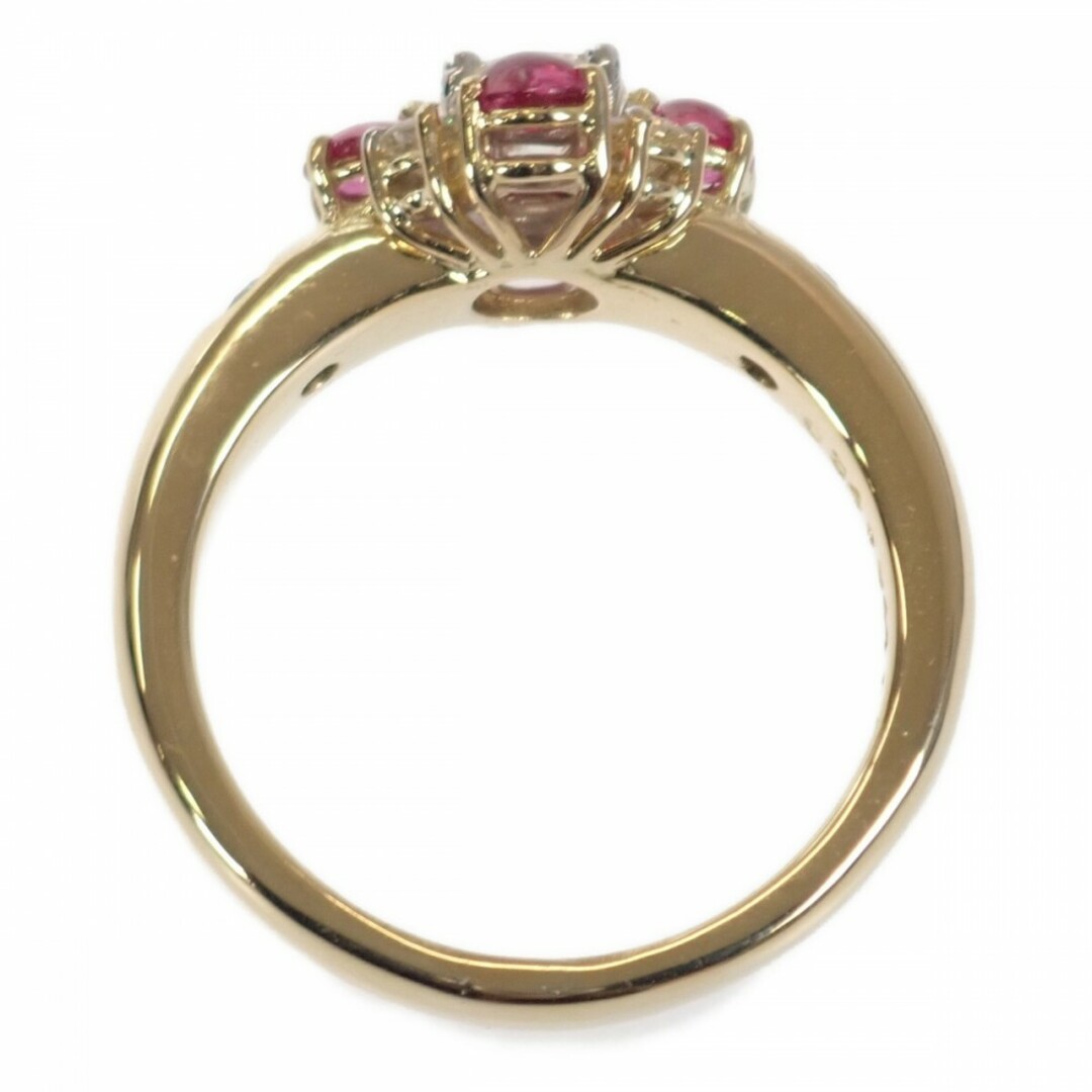 【Aランク】K18YG デザインリング 指輪 ダイヤモンド 0.34/0.44ct ルビー 0.82ct サイズ棒約14号 レディース ジュエリー アクセサリー【ISEYA】