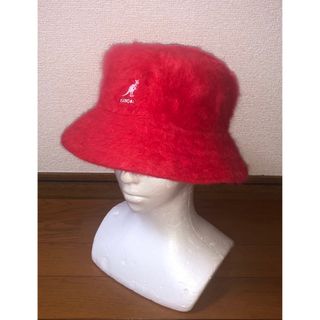 カンゴール(KANGOL)のL 美品 KANGOL ファーゴラ メトロハット ファー バケット レッド 赤(ハット)