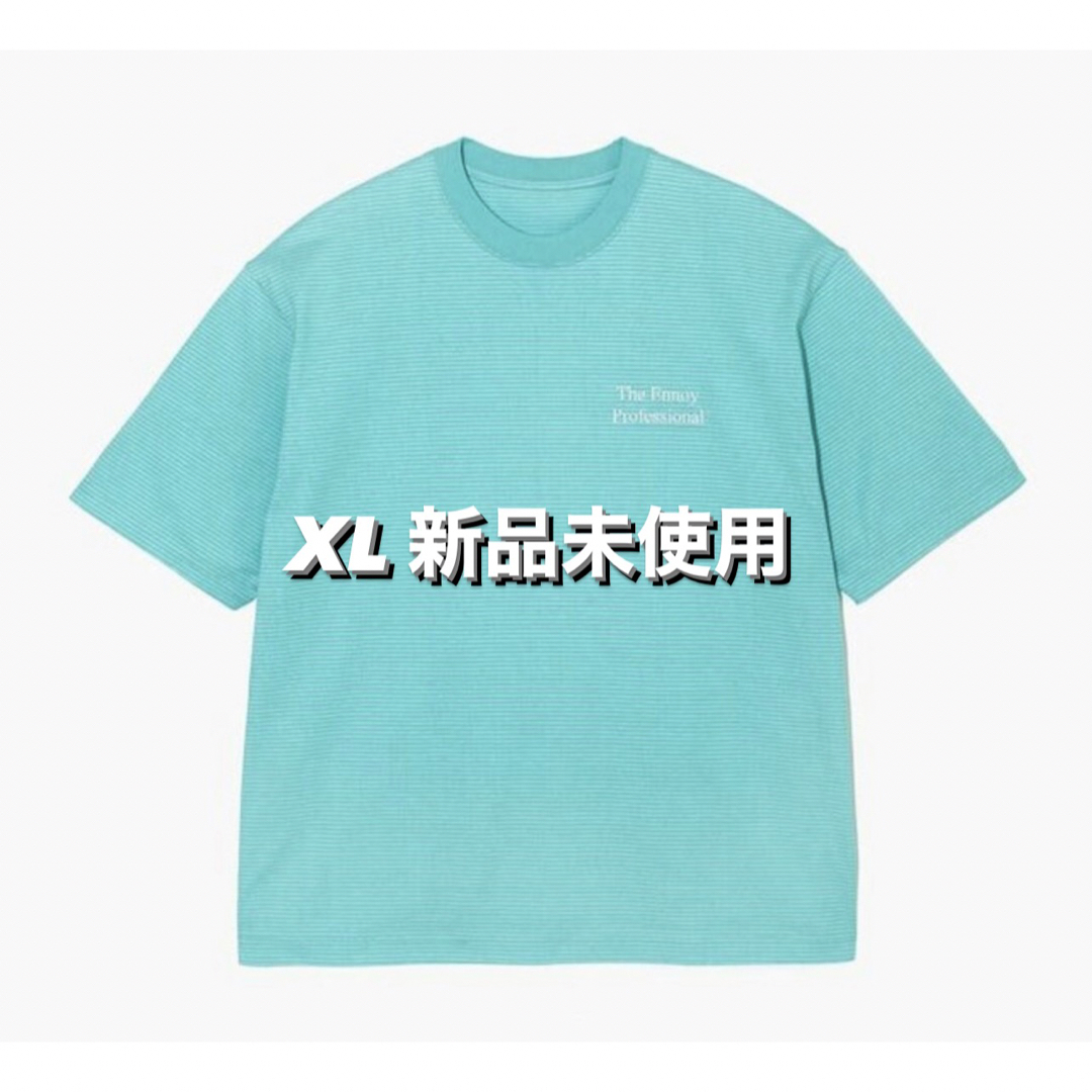 【XL】ennoy T-Shirt MINT BLUE × WHITE ボーダー
