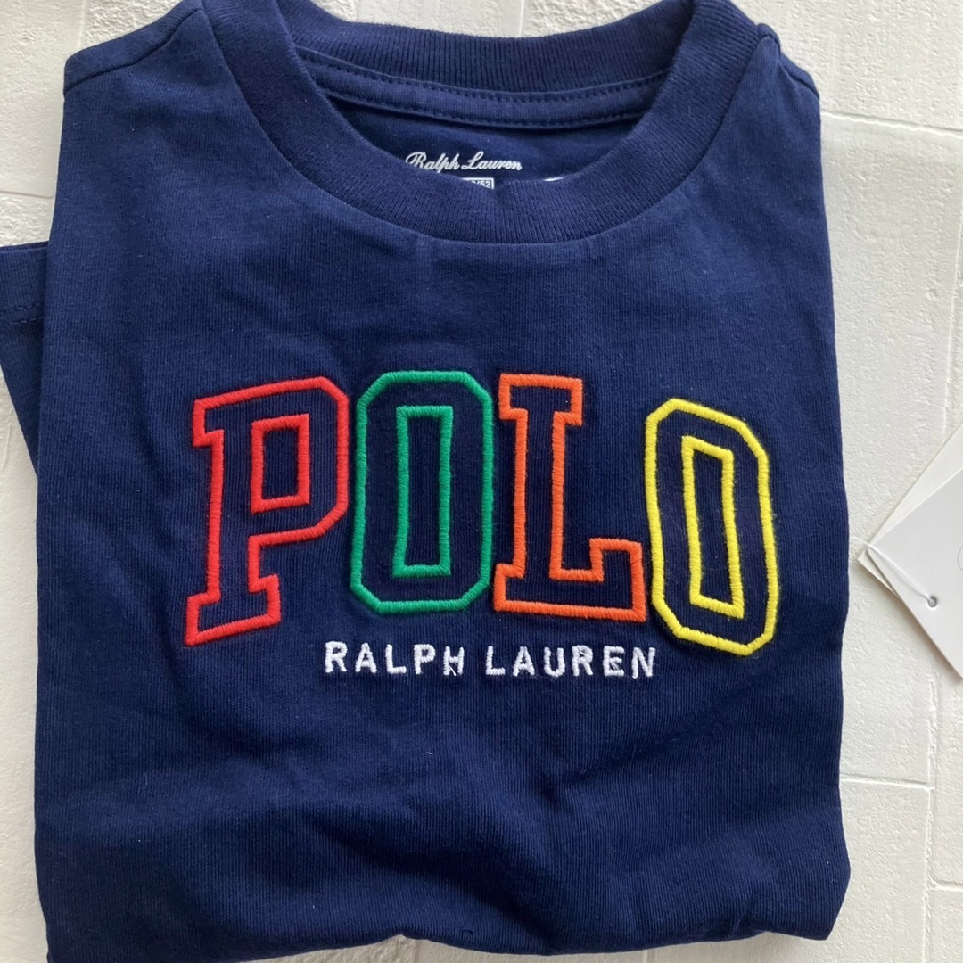 Ralph Lauren(ラルフローレン)の12m80cm    ラルフローレン  半袖　紺　カラフルPOLOロゴ　Tシャツ キッズ/ベビー/マタニティのベビー服(~85cm)(Ｔシャツ)の商品写真