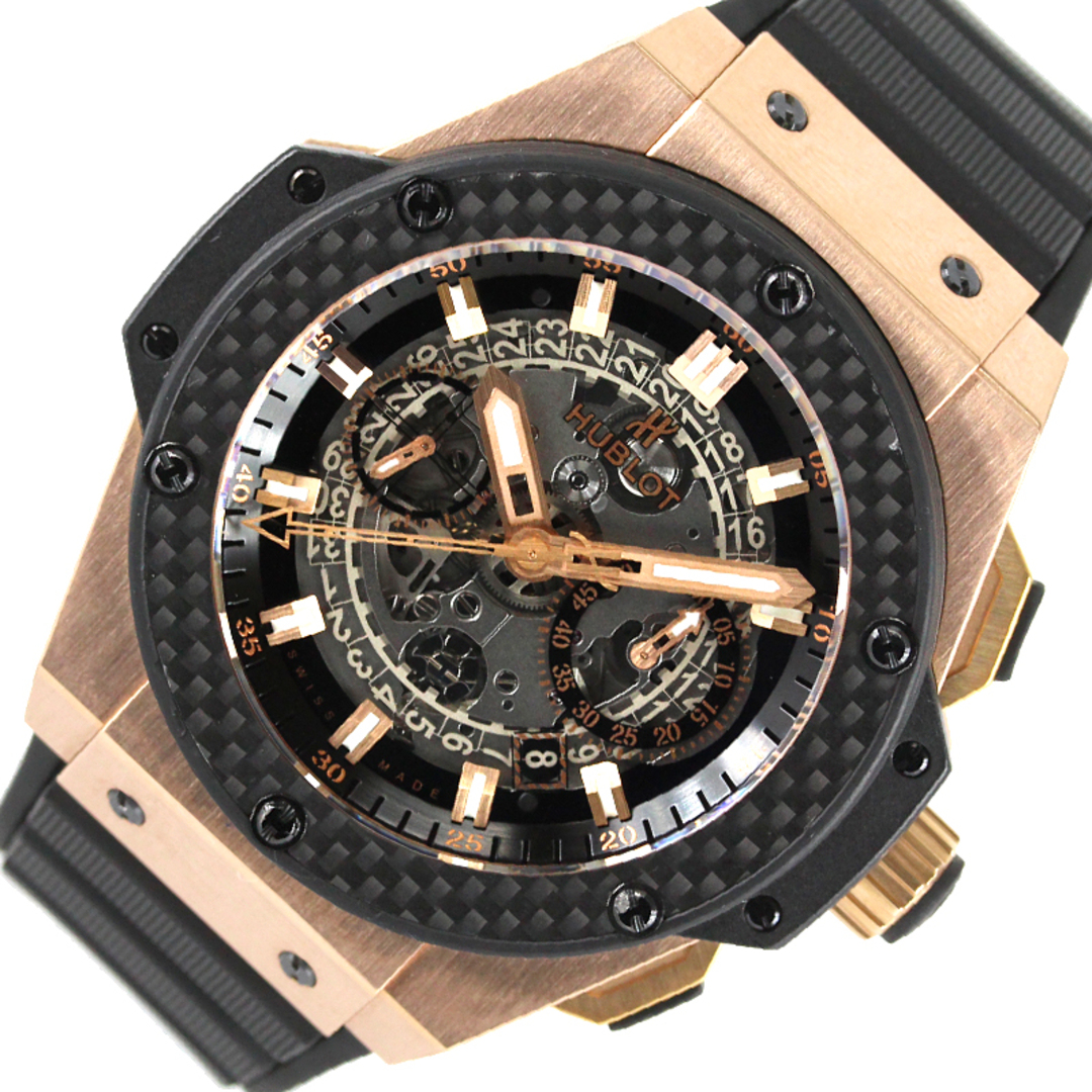 ウブロ HUBLOT キングパワー ウニコ キングゴールド 701.OQ.0180.RX シルバー キングゴールド K18PG/純正Dバックル  純正ラバーベルト 自動巻き メンズ 腕時計 | フリマアプリ ラクマ