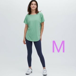 ユニクロ(UNIQLO)のUNIQLO エアリズム Tシャツ M ボートネック シームレス 部屋着 ルーム(Tシャツ(半袖/袖なし))