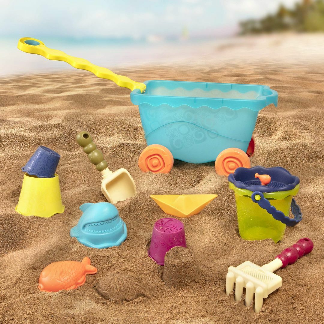 B. toys 砂場セット トラベルビーチワゴン 砂遊びおもちゃ11点セット （ 3
