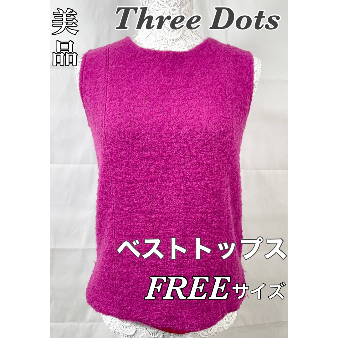 three dots(スリードッツ)の【ほぼ未使用】ThreeDots　ノースリーブトップス　ニットモヘア　FREE　 レディースのトップス(ニット/セーター)の商品写真