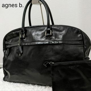 アニエスベー(agnes b.)のアニエスベー ボストンバッグ 黒 オールレザー 大容量 トート 旅行かばん(ボストンバッグ)