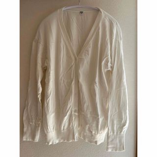 ユニクロ(UNIQLO)のUVカットスーピマコットンVネックカーディガン（長袖）ユニクロ　XL (カーディガン)