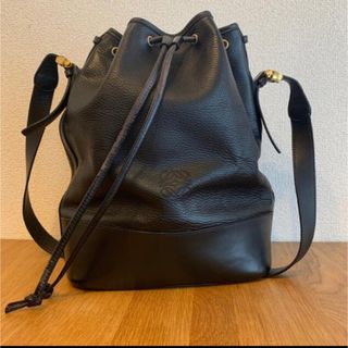 【希少】オールドロエベ★LOEWE ヴィンテージ　巾着ショルダーバッグ　黒レザーなし購入先