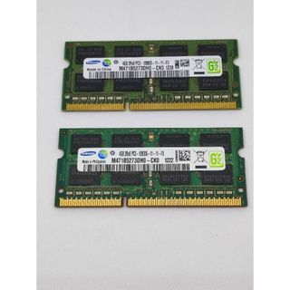 サムスン(SAMSUNG)のノートパソコン用メモリ 8GB（4GB×２）サムスン PC3-12800S①(PCパーツ)