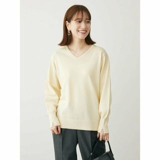 グリーンパークス(green parks)の【アイボリー】アルガンオイル配合 Vネックプルオーバー 23AW/ニット(ニット/セーター)