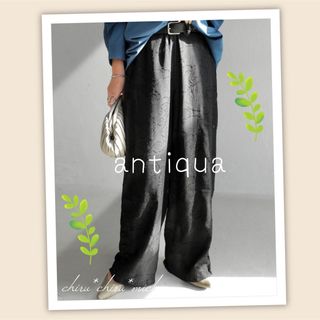 antiqua - antiqua 巻きスカート風パンツの通販 by buma|アンティカ ... antiqCafe ワイドパンツ 2WAY ロング 花柄 オリエンタル柄 レーヨ