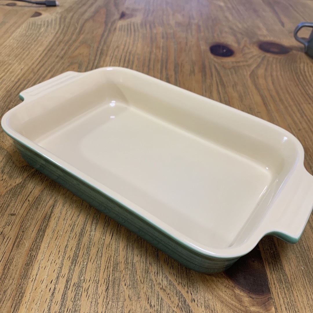 ル・クルーゼ　グラタン皿　大　角皿　耐熱皿　グリーン | フリマアプリ ラクマ
