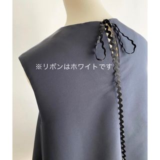 ドゥロワー(Drawer)の【専用】美品　keinarita バルーントップス　ネイビー×ホワイト　36(シャツ/ブラウス(半袖/袖なし))