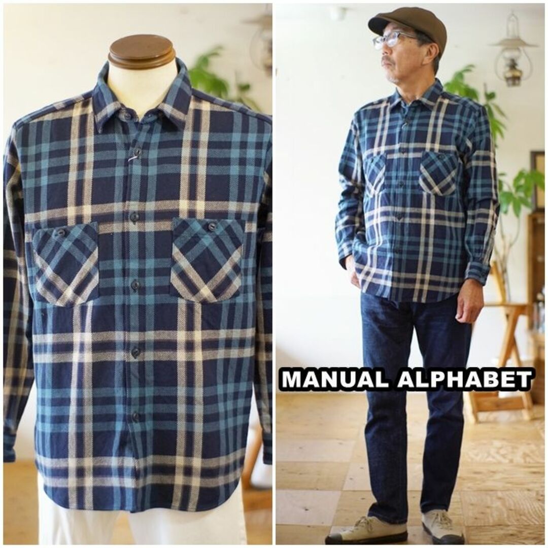 MANUAL ALPHABET マニュアルアルファベット ネルシャツ L - シャツ