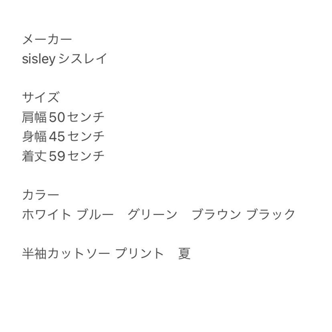 Sisley(シスレー)のSISLEY シスレー　半袖カットソー　ホワイト　ブルー　F　プリント　夏 レディースのトップス(カットソー(半袖/袖なし))の商品写真