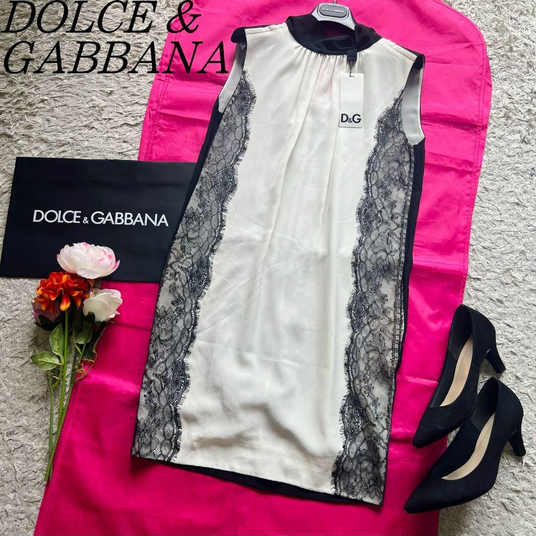 【未使用タグ付き】DOLCE&GAABANA レースワンピース リボン 38