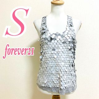 フォーエバートゥエンティーワン(FOREVER 21)のForever21　ノースリーブ　S　グレー　タンクトップ　ゴージャス(タンクトップ)