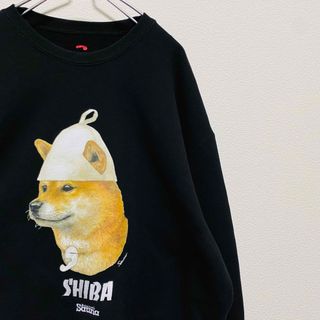 フリークスストア(FREAK'S STORE)の一点物　SAUVENIR 柴犬 クルーネックスウェット ブラック(スウェット)