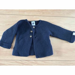 プチバトー(PETIT BATEAU)のプチバトー　ガーター編み　カーディガン　ネイビー　6m(カーディガン/ボレロ)