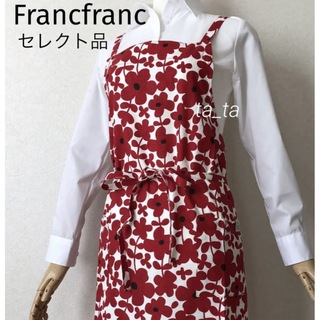 フランフラン(Francfranc)のフランフラン　セルマエプロン　レッド　花柄　赤　francfranc レディース(その他)
