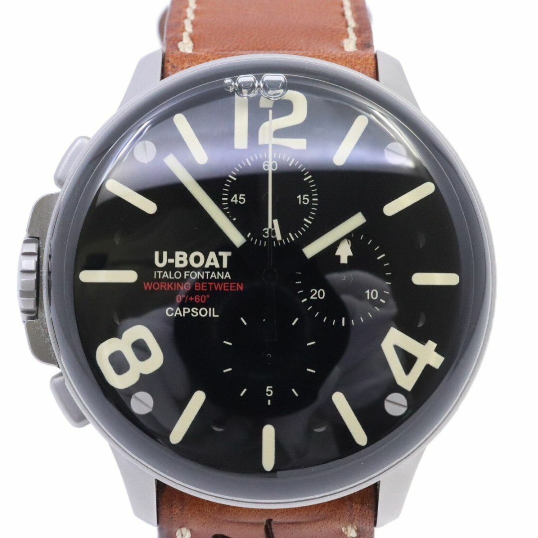 U-BOAT ユーボート カプソイル クロノグラフ クォーツ メンズ 腕時計 黒文字盤 純正革ベルト REF.8111/A