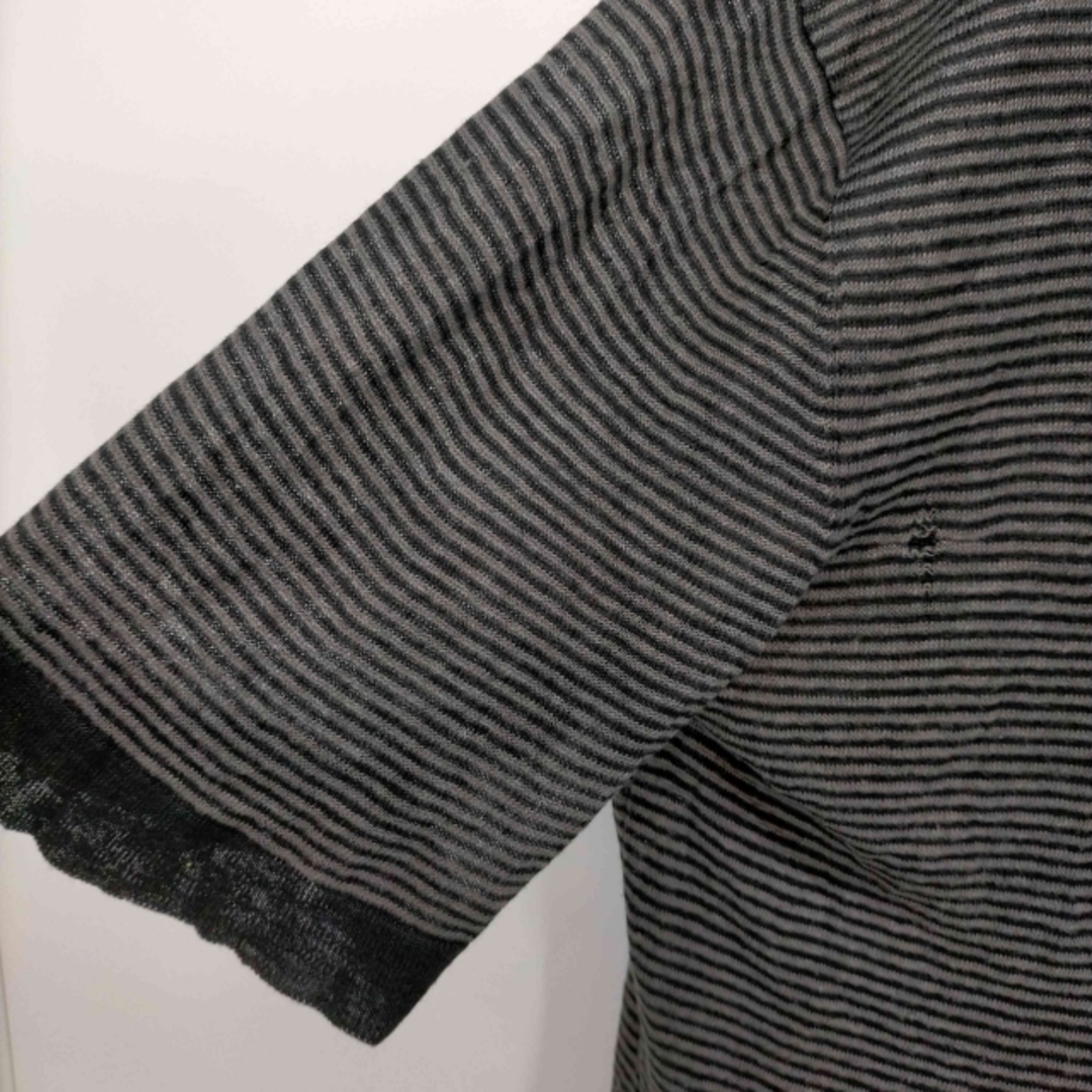 sala(サラ) シースルー ボーダー リネン 半袖ニット メンズ トップス メンズのトップス(ニット/セーター)の商品写真