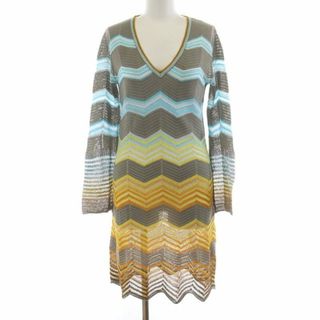 ミッソーニ(MISSONI)のミッソーニ フレアスリーブ クロシェニットワンピース ひざ丈 40 M(ひざ丈ワンピース)