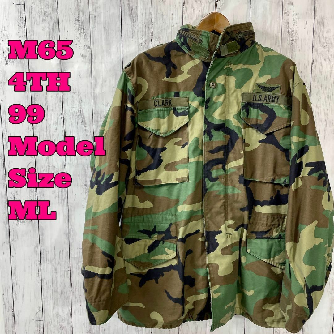 MILITARY - M65 4THモデル プラスティックジップウッドランドカモ