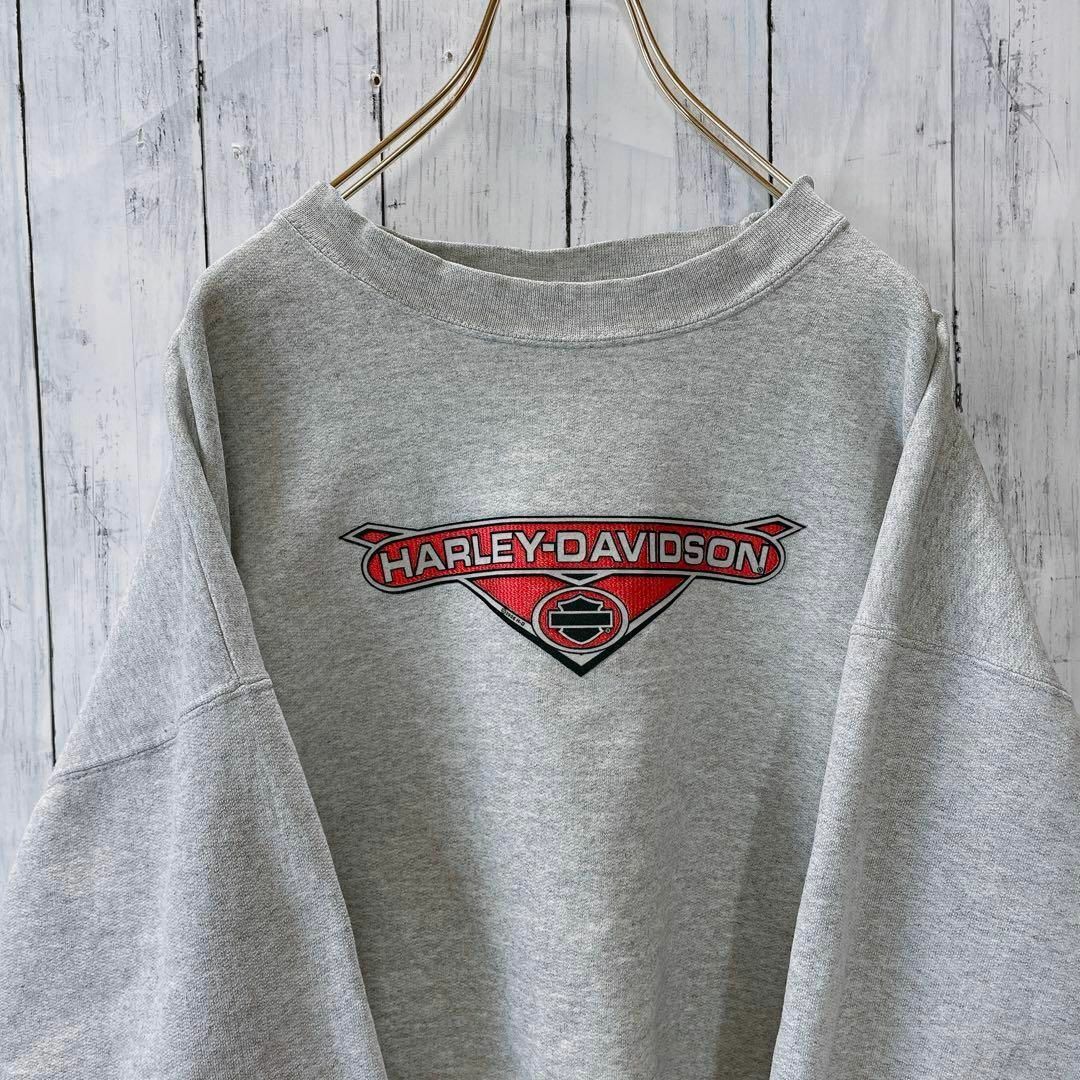 Harley Davidson(ハーレーダビッドソン)のハーレーダビッドソン　スエットシャツ　オーバーサイズＸＬ　両面ロゴ　メンズ古着 メンズのトップス(スウェット)の商品写真