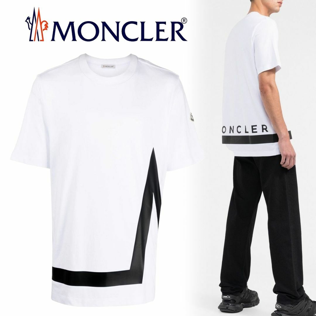 150 MONCLER ホワイト ロゴ 半袖 Tシャツ size M