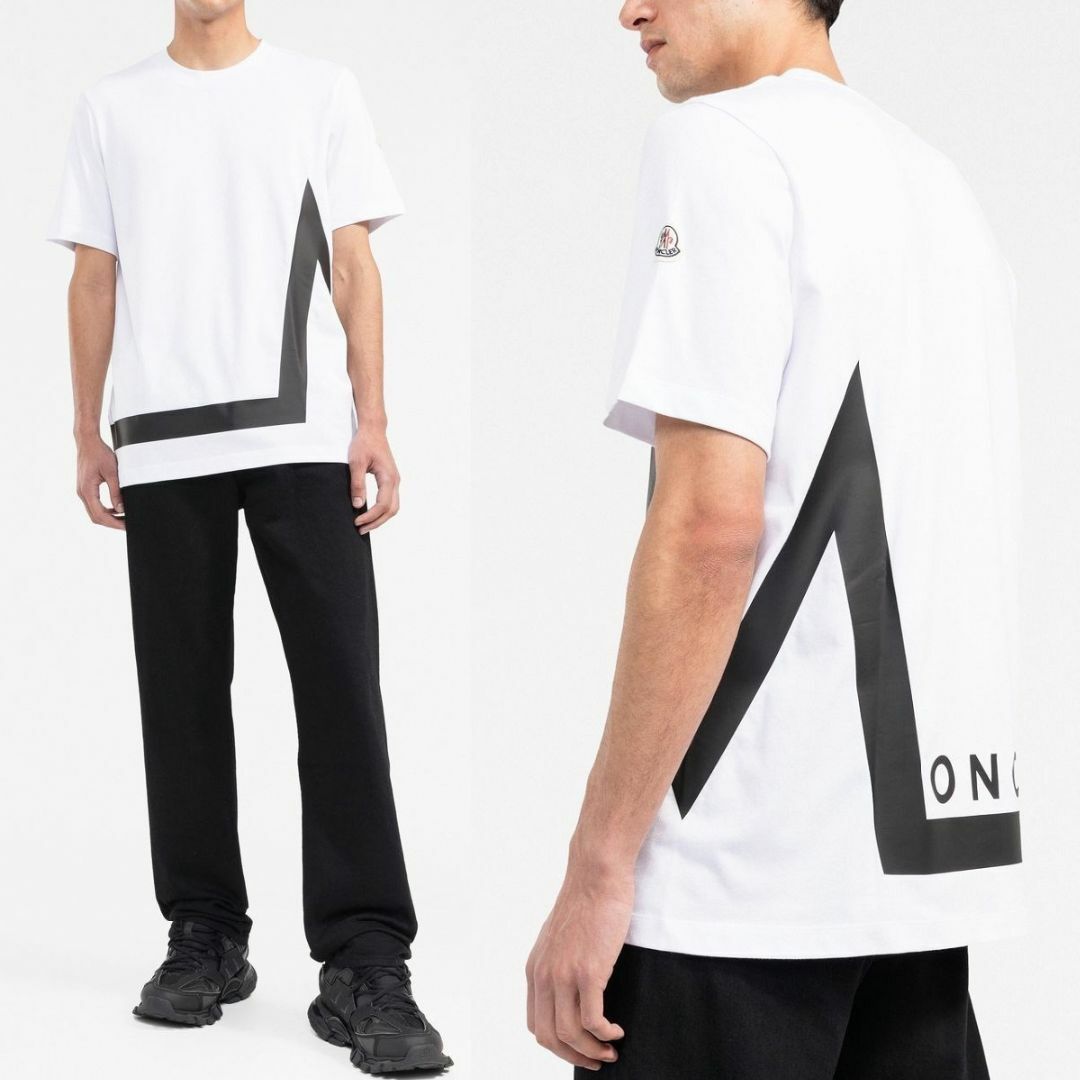 150 MONCLER ホワイト ロゴ 半袖 Tシャツ size M