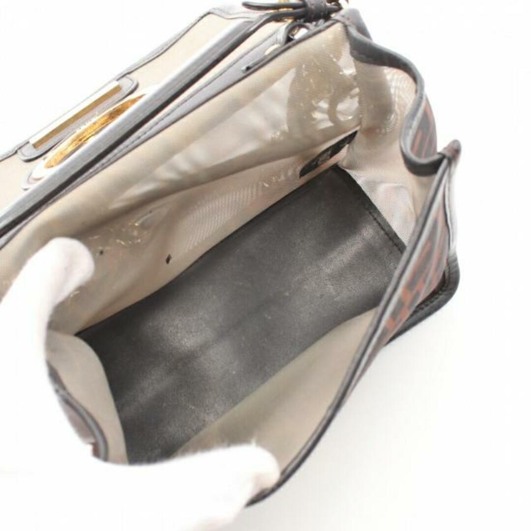 FENDI(フェンディ)のキャナイ エフ チェーンショルダーバッグ レザー ダークブラウン ブラック メッシュ レディースのバッグ(ショルダーバッグ)の商品写真