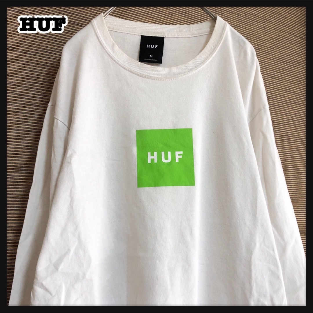 HUF トップス ロンＴ ホワイト 白 ロゴ プリント 長袖 ブランドk_huf