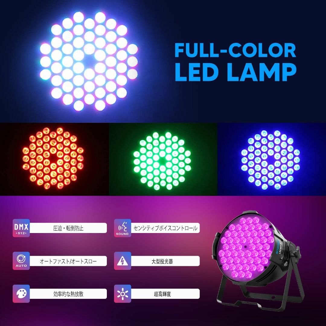 BETOPPER ステージライト 54x3W RGB LED 舞台照明 高輝度
