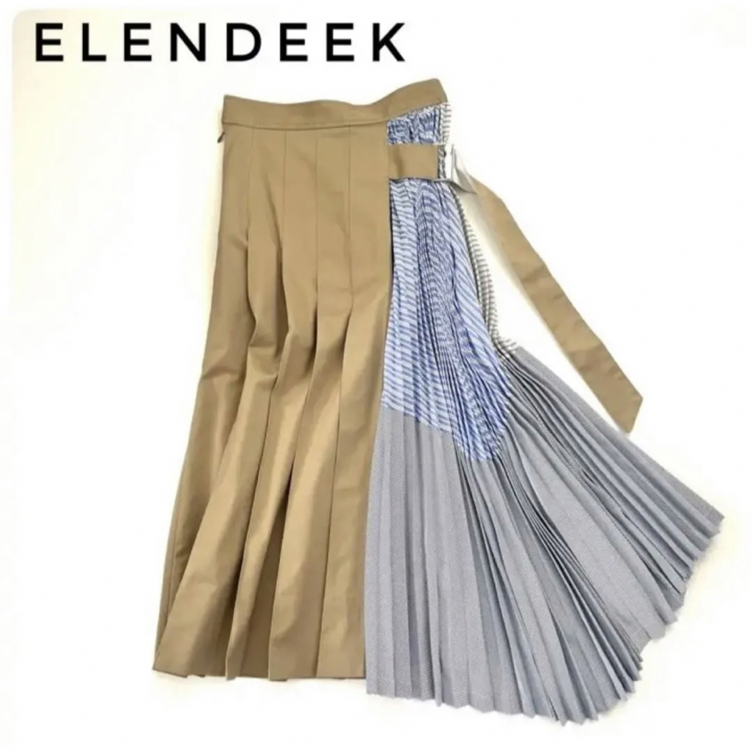 新品✨ELENDEEK ストライプ スィッチコンビ スカート プリーツ 01スカート