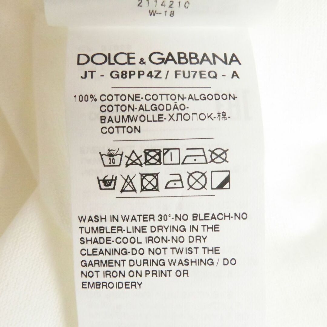 未使用品□黒タグ DOLCE＆GABBANA/ドルチェ＆ガッバーナ G8PP4Z エンボスロゴ クルーネック 半袖Tシャツ/カットソー ホワイト 48 伊製 正規 6