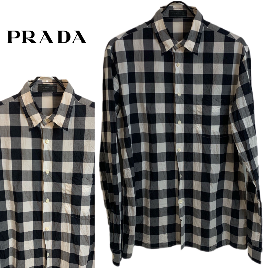 PRADA プラダ 2013s ITALY製 チェックシャツ 39/15 1/2