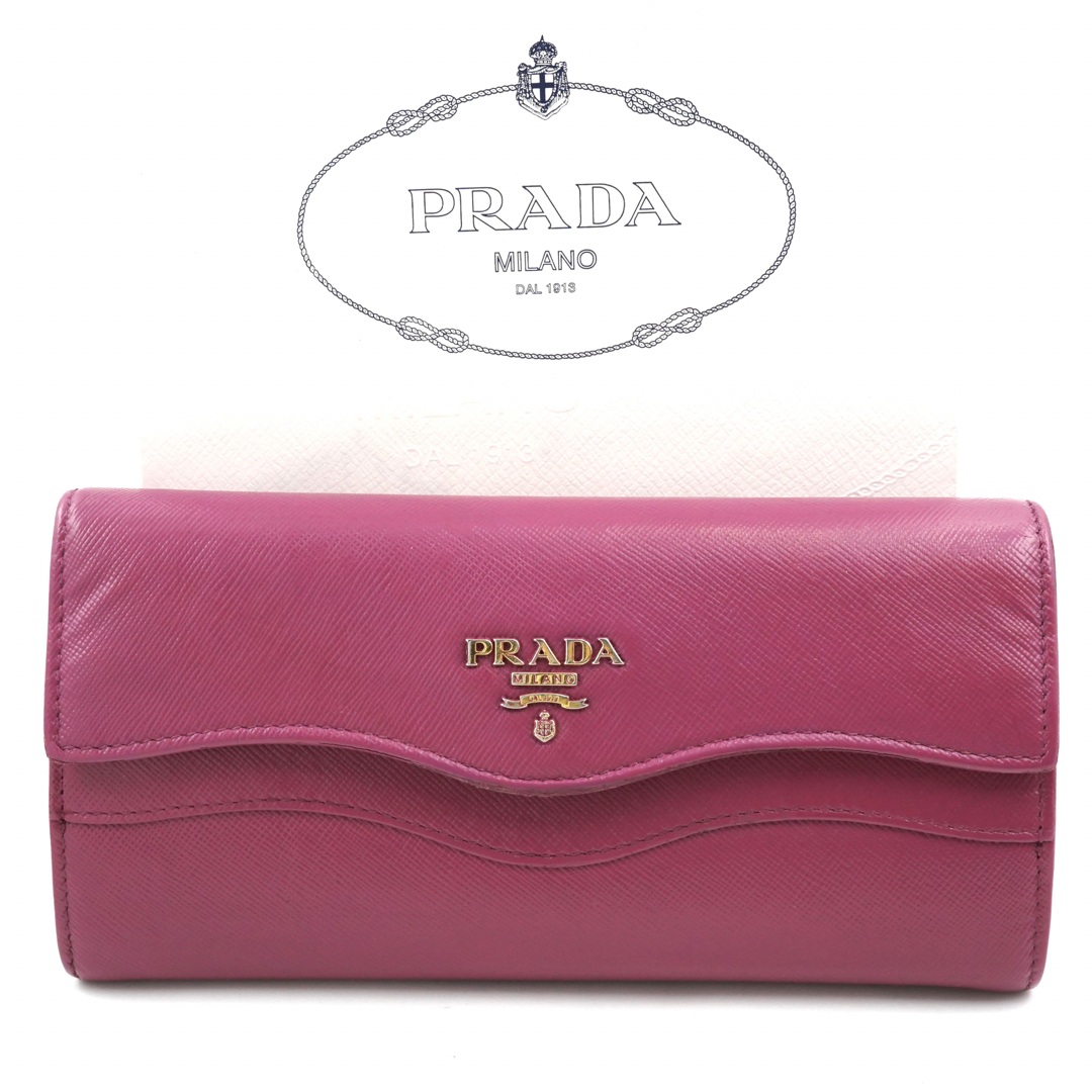 美品】PRADA プラダ 定期入れ付き サフィアーノレザー ピンク - 財布