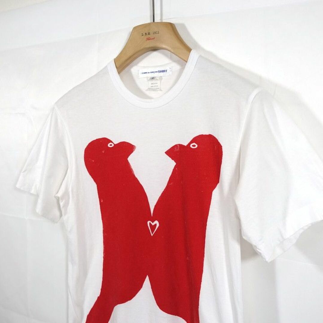 COMME des GARCONS SHIRT(コムデギャルソンシャツ)の【良品】コムデギャルソンシャツ　ハト向かい合わせプリントＴシャツ メンズのトップス(Tシャツ/カットソー(半袖/袖なし))の商品写真