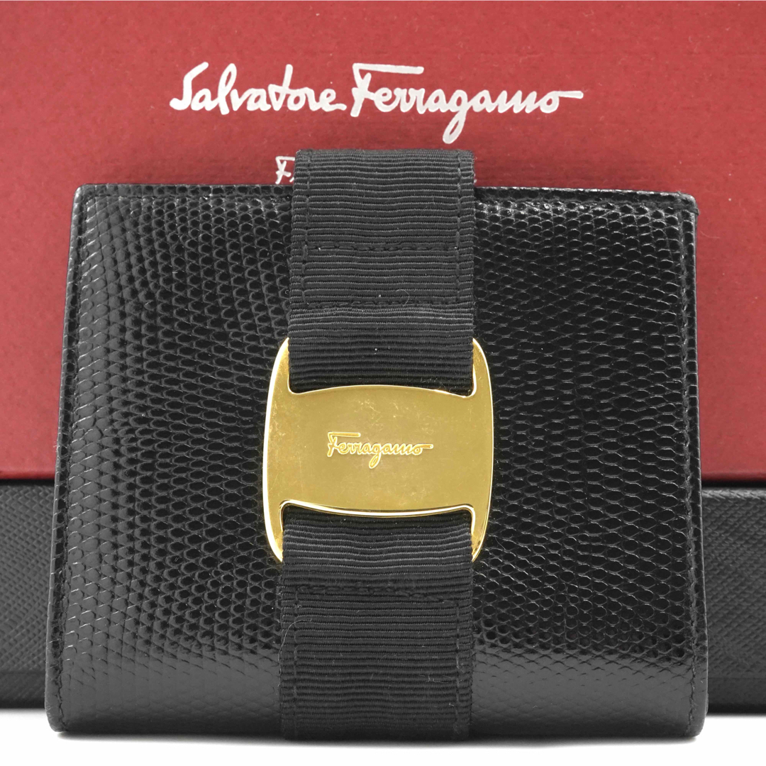 【極美品】Salvatore Ferragamo ヴァラ　リザード型押し　金金具