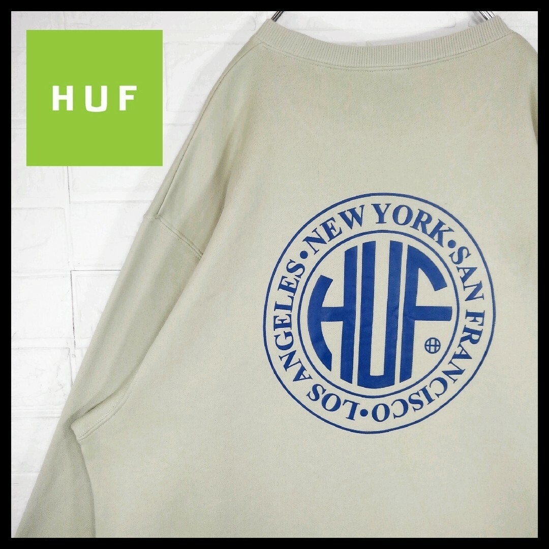 【極美品】HUF　スウェット　ビッグロゴ　裏起毛　Lサイズ　即完売モデル