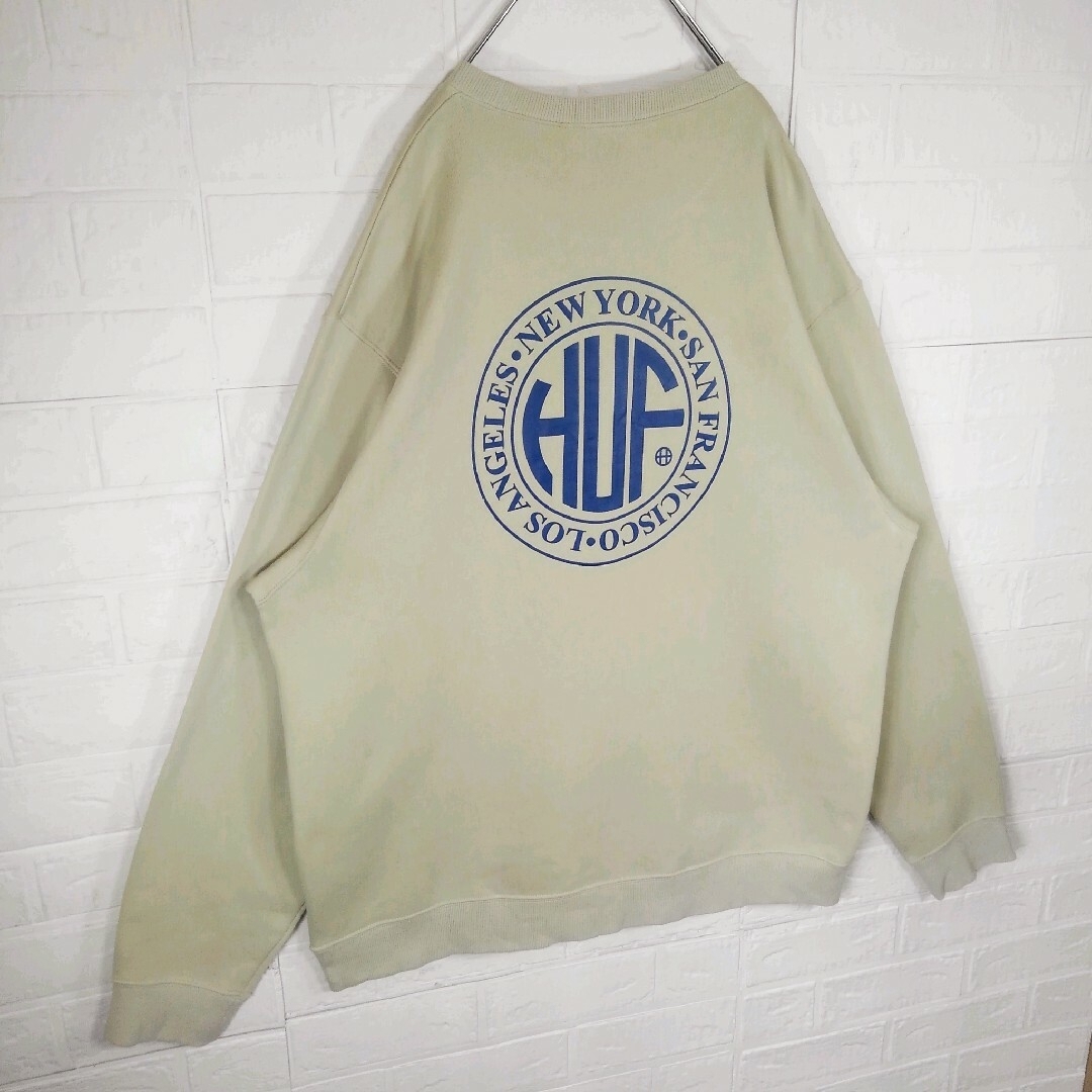 《HUF(ハフ)》ビッグロゴ 裏起毛　ビッグシルエット　スウェット　ベージュ