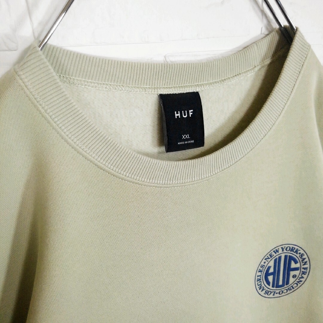 《HUF(ハフ)》ビッグロゴ 裏起毛　ビッグシルエット　スウェット　ベージュ