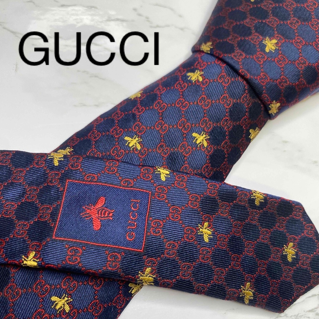 ✨未使用級✨GUCCI ネクタイ 現行 ソリッドタイ ワンポイント ナロータイ-