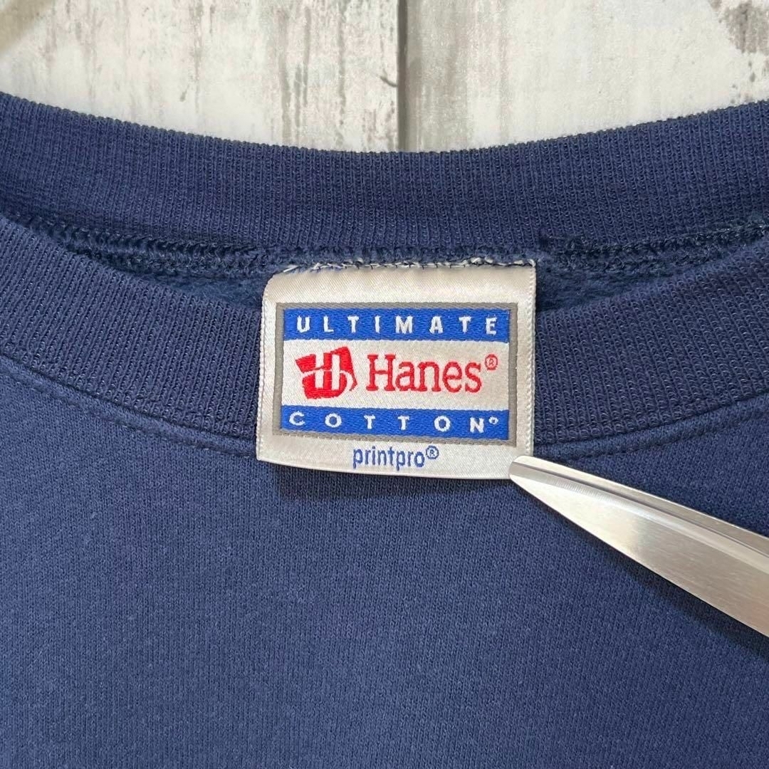 Hanes(ヘインズ)のHanesヘインズUS古着 プリントスウェット トレーナー  Mサイズ ネイビー メンズのトップス(スウェット)の商品写真