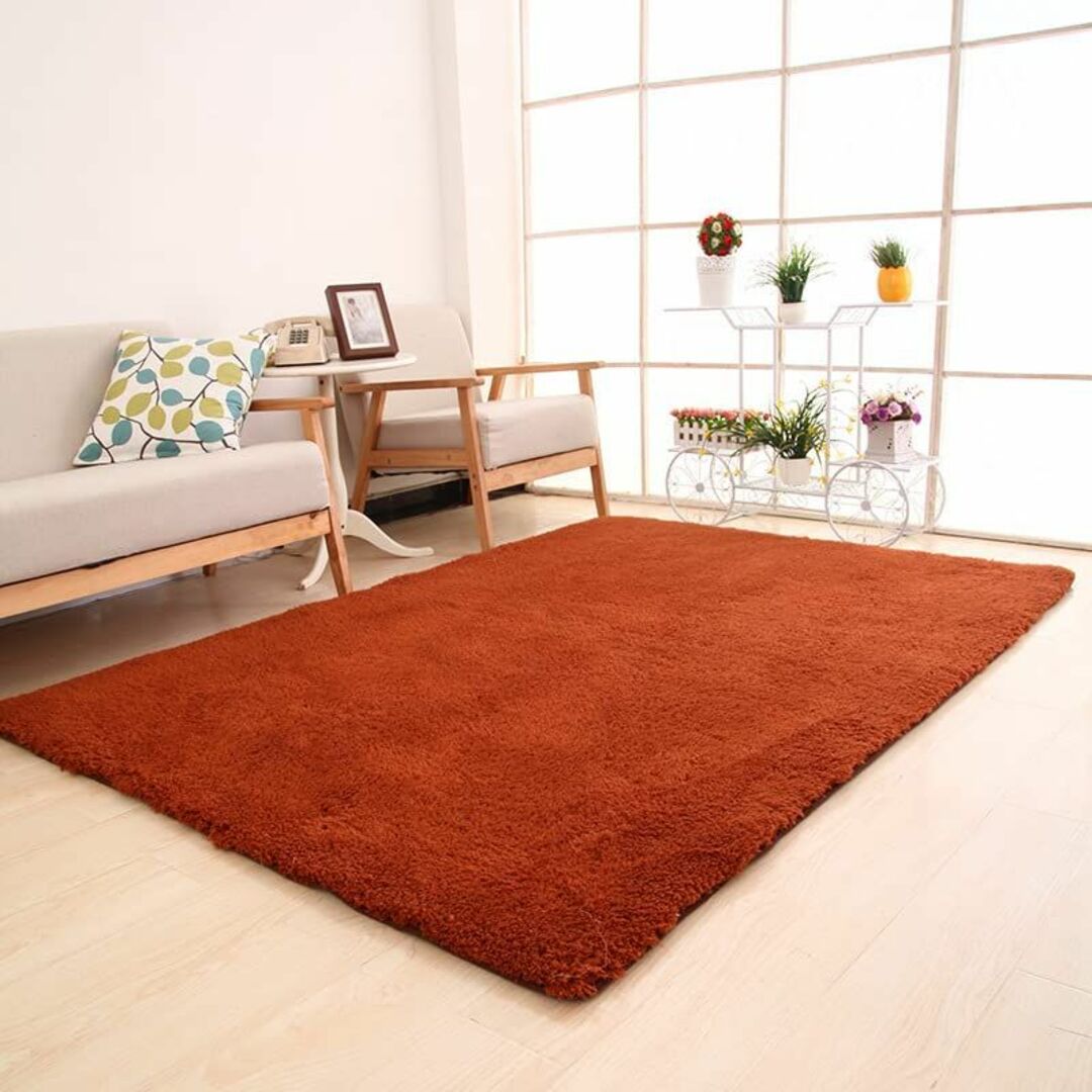 【色: コーヒー】ORBIDO カーペット ラグマット 滑り止め付 洗える 地毯