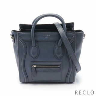 セリーヌ(celine)のラゲージ ナノショッパー ハンドバッグ レザー ダークブルー 2WAY(ハンドバッグ)