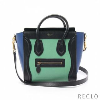 セリーヌ(celine)のラゲージ ナノショッパー ハンドバッグ レザー ブラック グリーン ブルー 2WAY(ハンドバッグ)